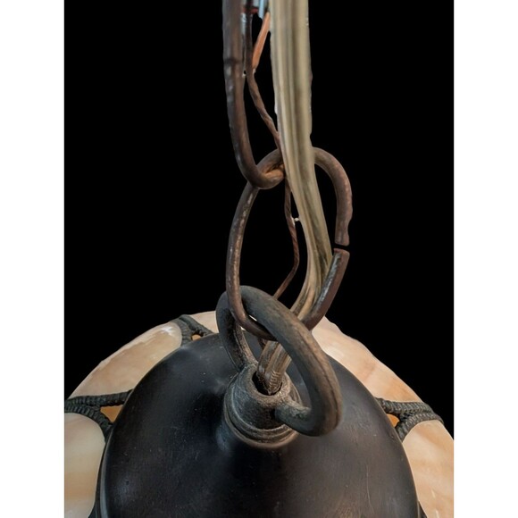 Beautiful Vintage Pendant Slag Glass Tulip Style Single Bulb Hanging Light - Picture 7 of 10